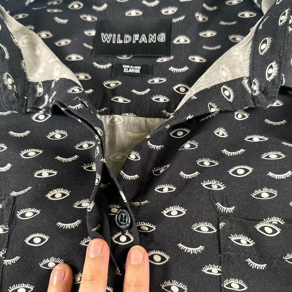 Wildfang Button up Shirt Dress Rayon Eye Pattern Polka Dot XL - Picture 5 of 6